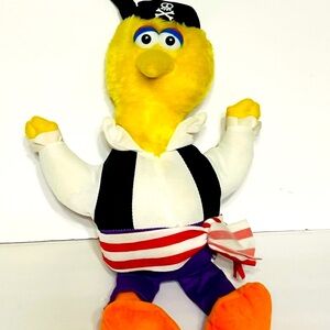 Nanco Sesame Street Yellow Pirate Plush with Black Hat and Orange Feet